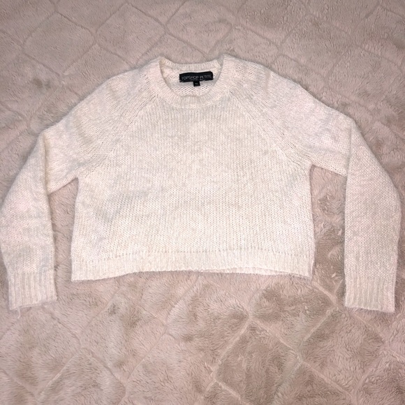 Topshop Cropped Feathered Long Sleeve - Picture 1 of 4